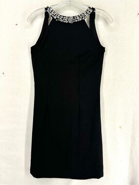 Body Language Black Rhinestone Open Back Cocktail Dress Women’s Size M